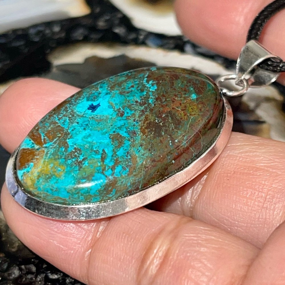 Malachite + Azurite = Chrysocollite Pendant 2”